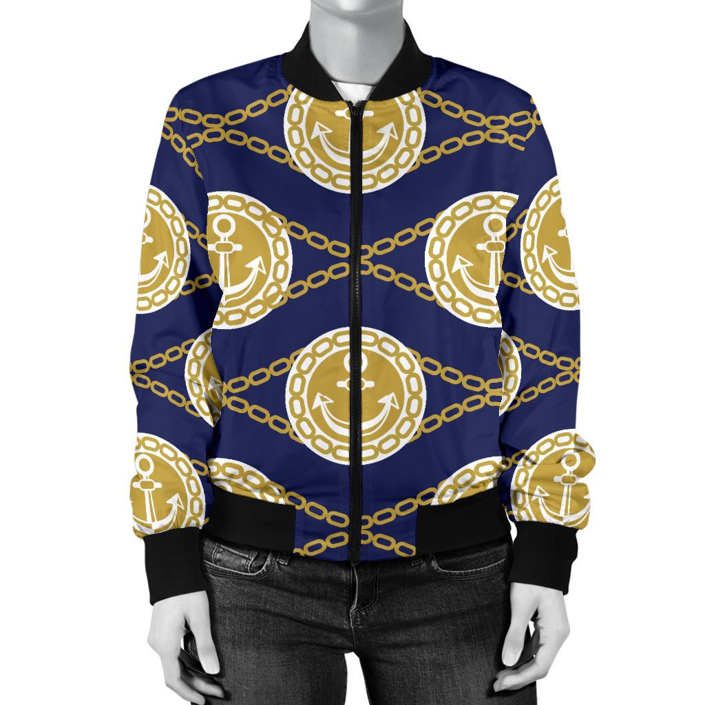 Anchor Luxury Pattern Women Casual Bomber Jacket