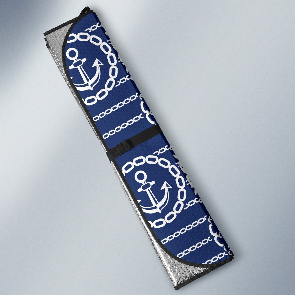 Anchor Stripe Pattern Car Sun Shade For Windshield