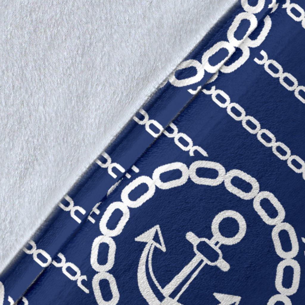 Anchor Stripe Pattern Fleece Blanket