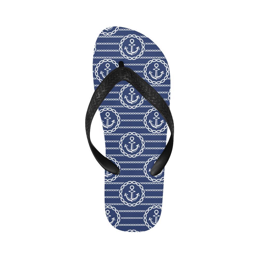 Anchor Stripe Pattern Flip Flops-JTAMIGO.COM
