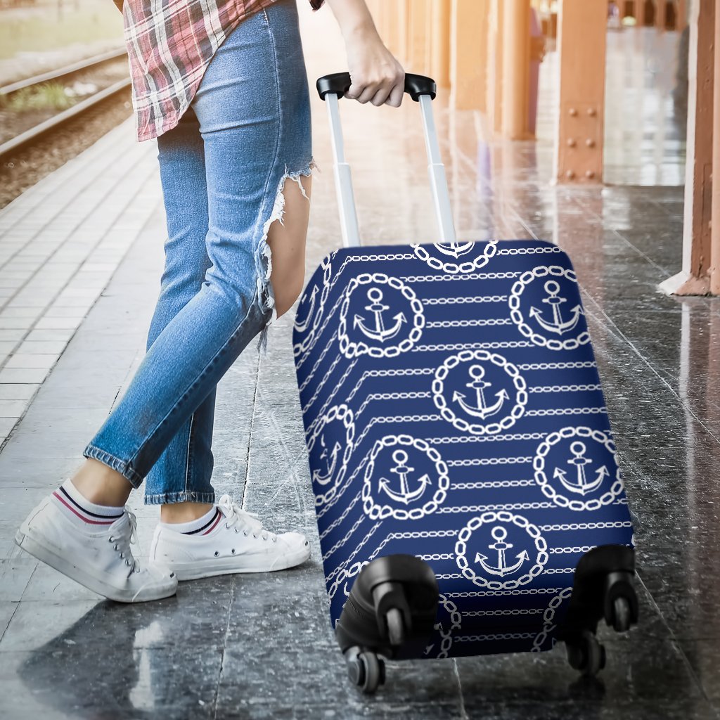 Anchor Stripe Pattern Luggage Cover Protector