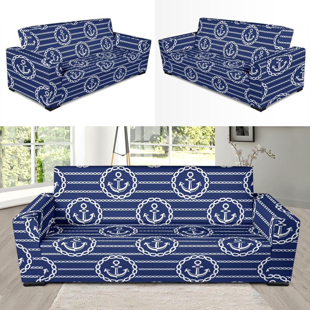 Anchor Stripe Pattern Sofa Slipcover-JTAMIGO.COM