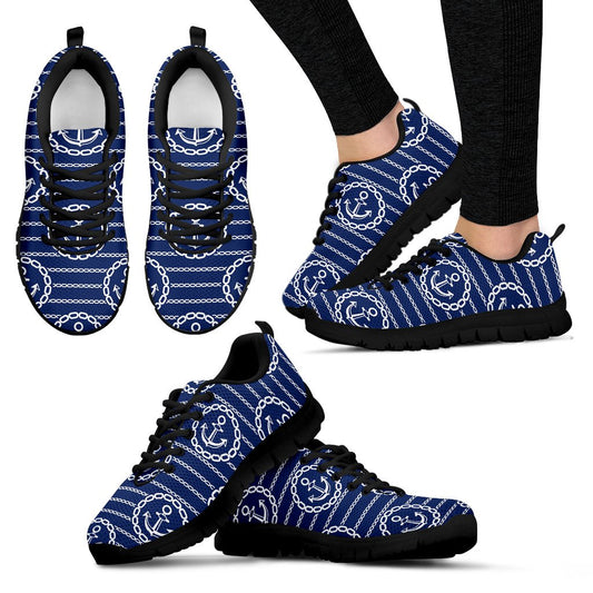 Anchor Stripe Pattern Women Sneakers Shoes