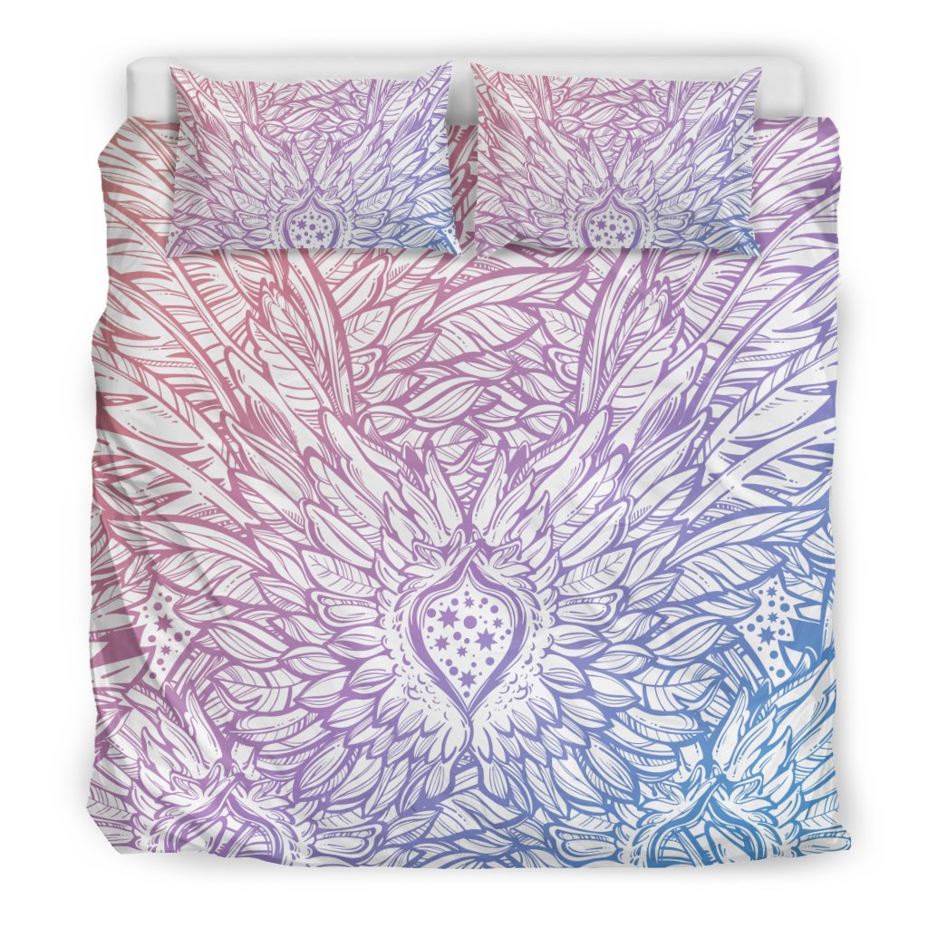 Angel Wings Boho Design Themed Print Duvet Cover Bedding Set