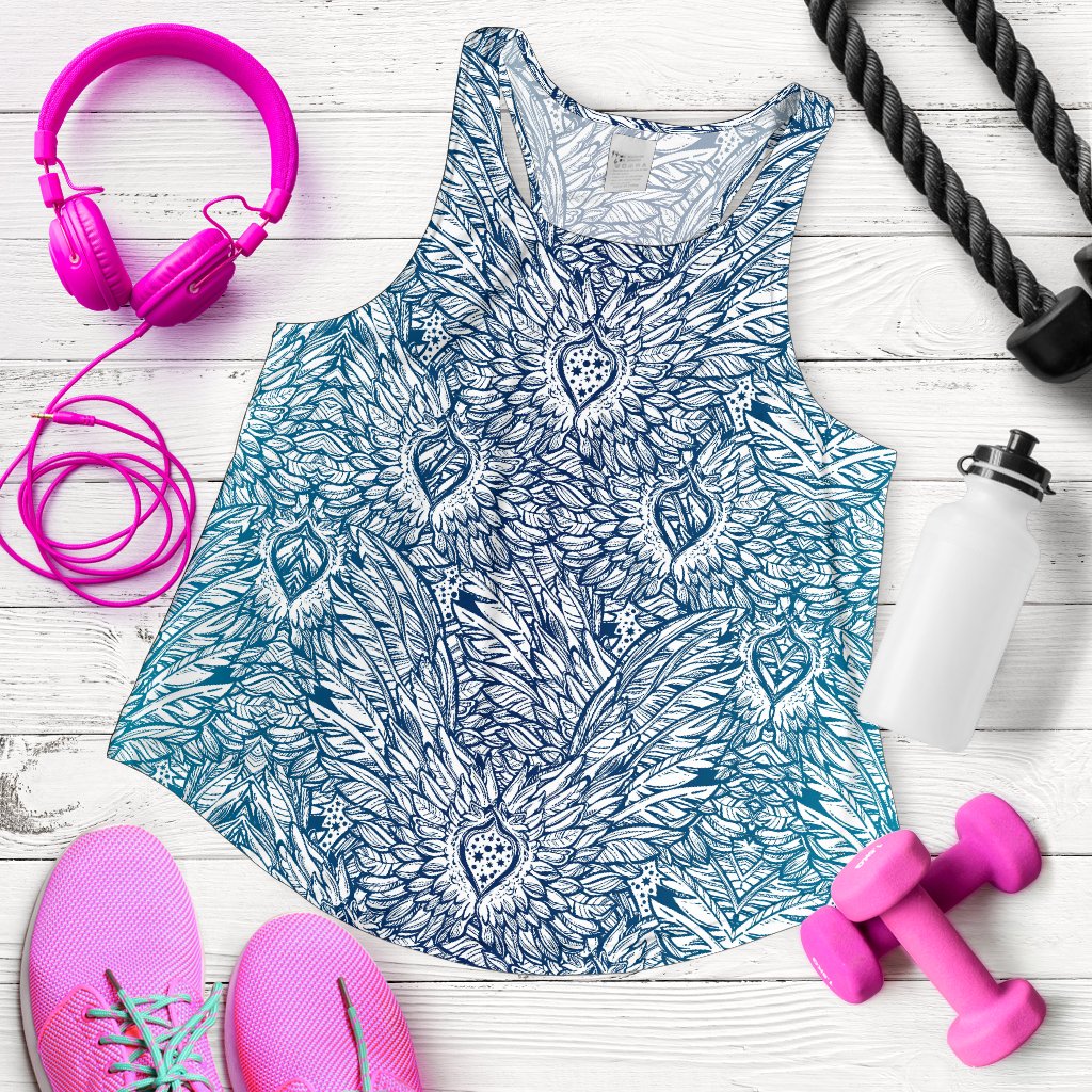 Angel Wings Boho Design Themed Print Women Racerback Tank Top