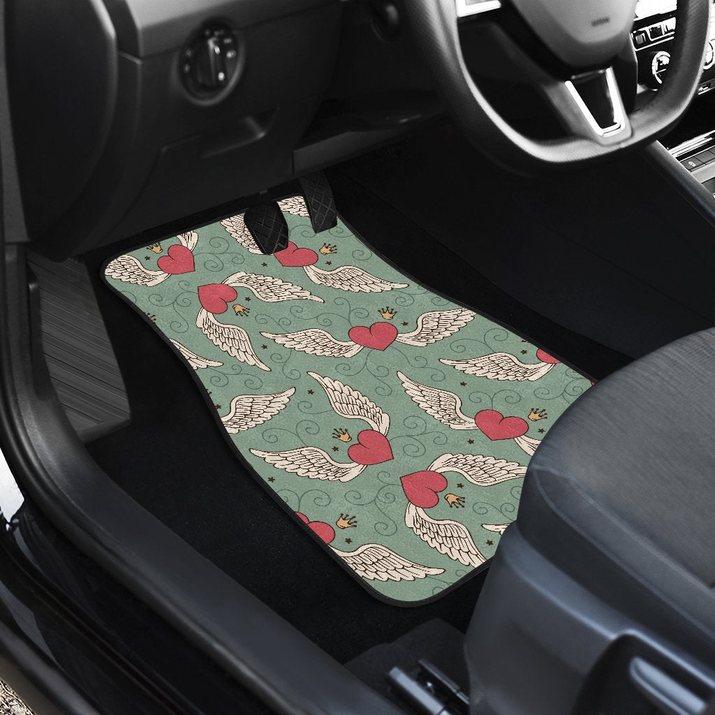 Angel Wings Heart Design Themed Print Car Floor Mats