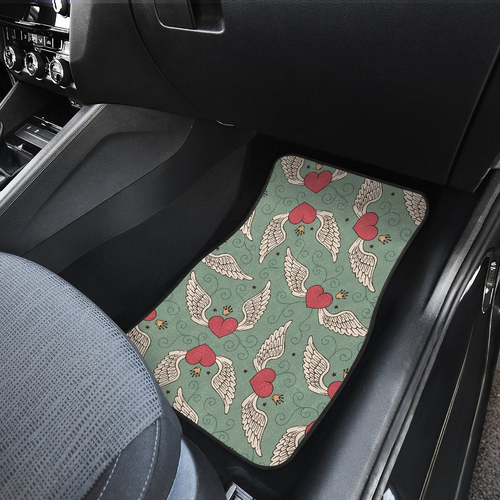 Angel Wings Heart Design Themed Print Car Floor Mats