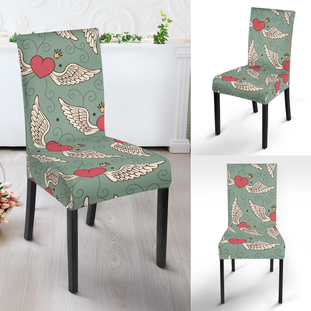 Angel Wings Heart Design Themed Print Dinning Chair Slipper-JTAMIGO.COM