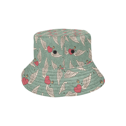 Angel Wings Heart Design Themed Print Unisex Bucket Hat
