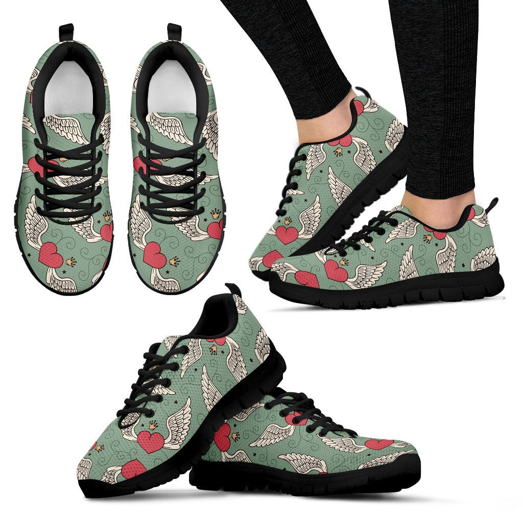 Angel Wings Heart Design Themed Print Women Sneakers Shoes