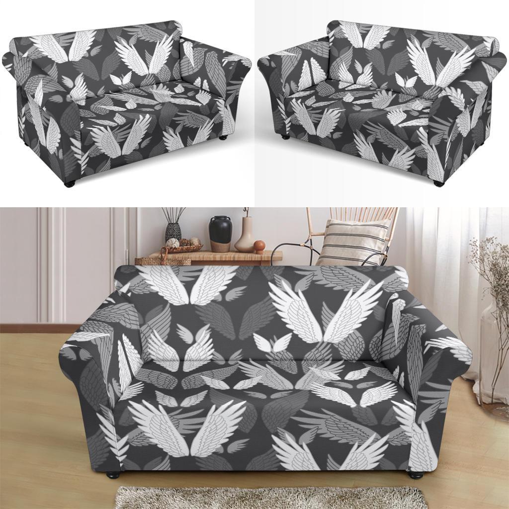 Angel Wings Pattern Design Themed Print Loveseat Slipcover-JTAMIGO.COM