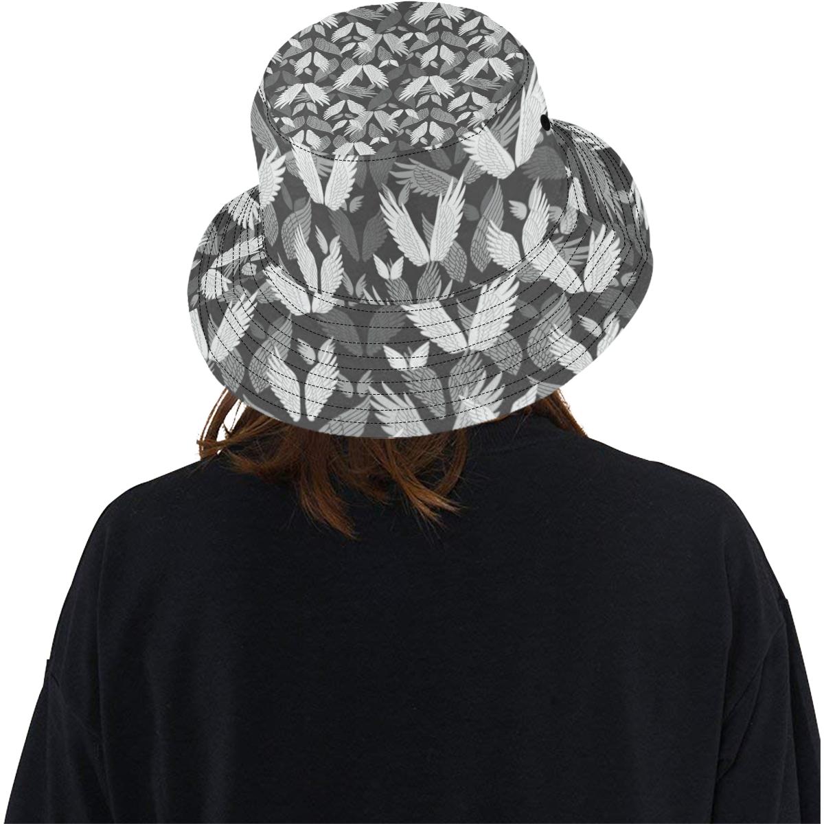 Angel Wings Pattern Design Themed Print Unisex Bucket Hat
