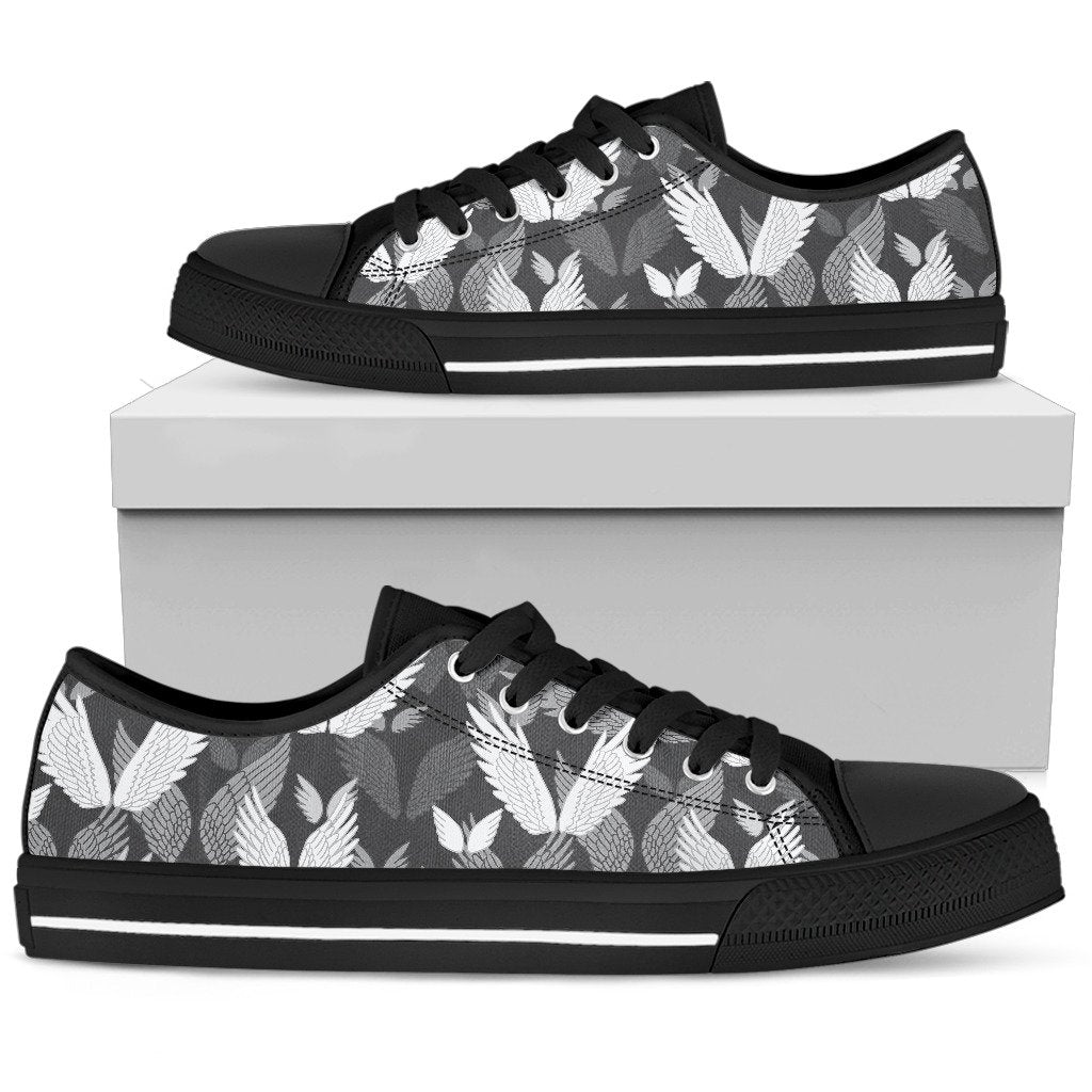 Angel Wings Pattern Design Themed Print Women Low Top Shoes