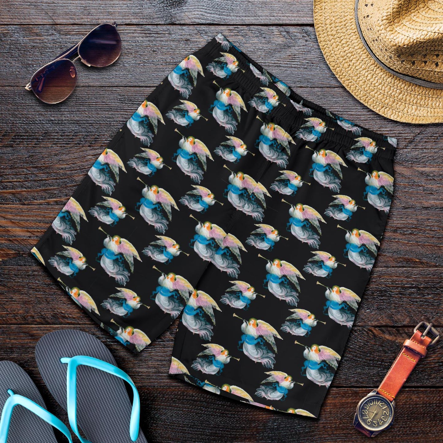 Angel with Wings Beautiful Design Print Mens Shorts-JTAMIGO.COM