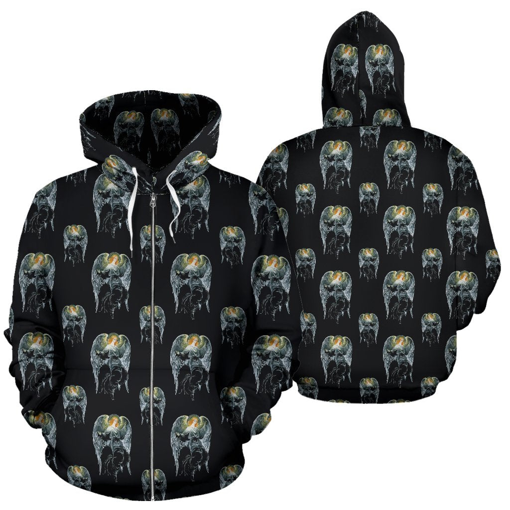 Angel with Wings Cute Design Print Zip Up Hoodie