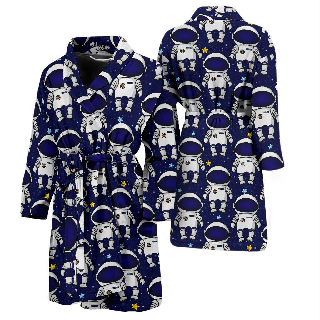 Astronaut Pattern Print Design 01 Men Bathrobe-JORJUNE.COM