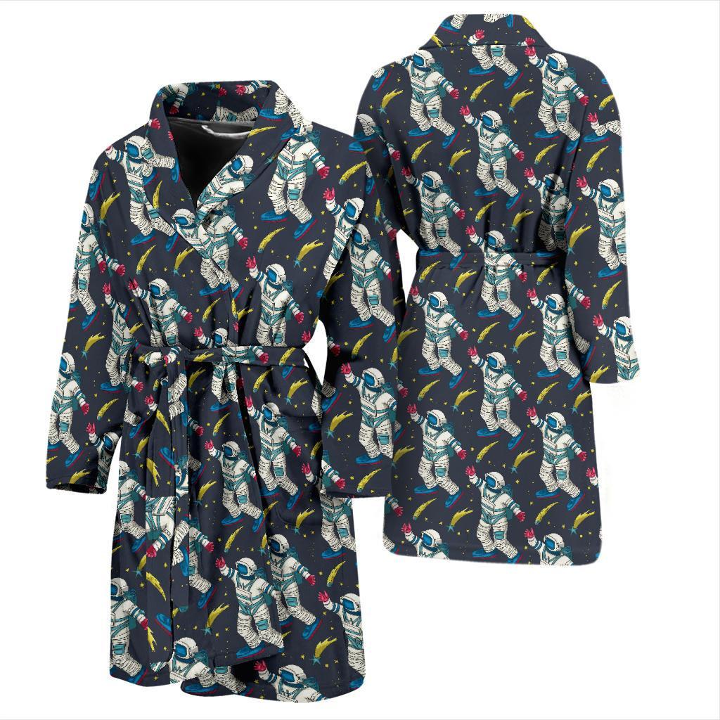 Astronaut Pattern Print Design 04 Men Bathrobe-JORJUNE.COM