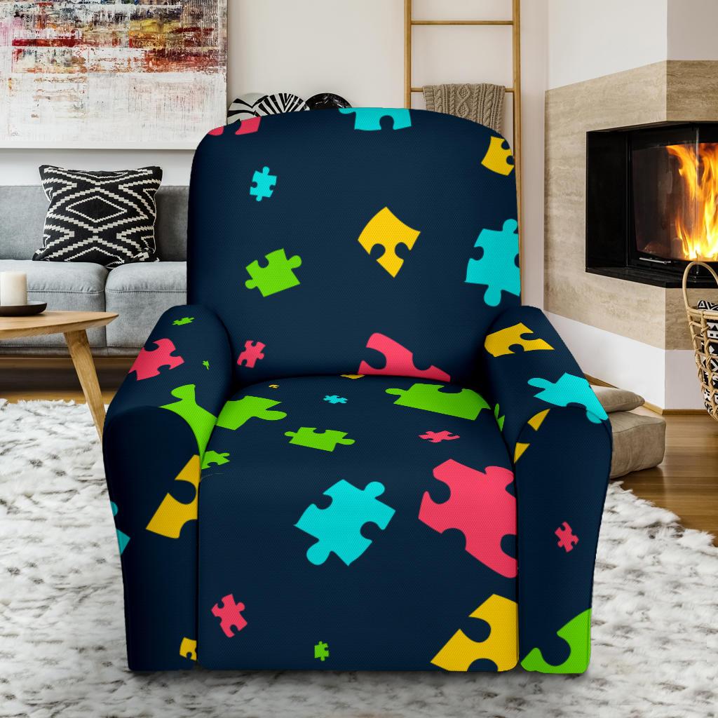Autism Awareness Colorful Design Print Single Sofa Slipcover -JTAMIGO.COM