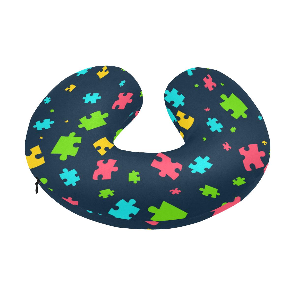 Autism Awareness Colorful Design Print U-Shaped Travel Neck Pillow-JTAMIGO.COM