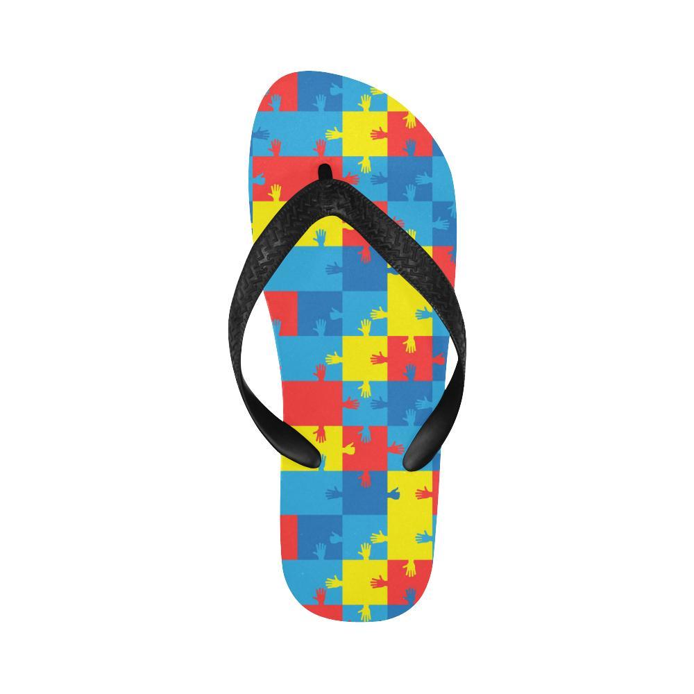Autism Awareness Design Themed Print Flip Flops-JTAMIGO.COM