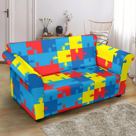Autism Awareness Design Themed Print Loveseat Slipcover-JTAMIGO.COM