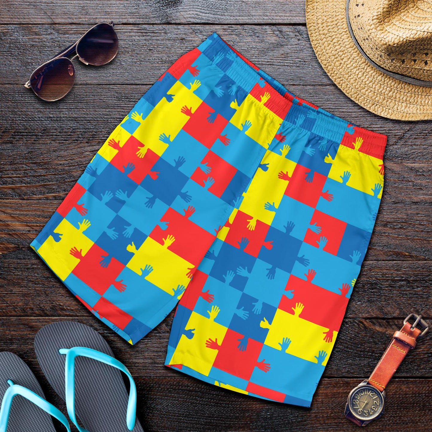 Autism Awareness Design Themed Print Mens Shorts-JTAMIGO.COM