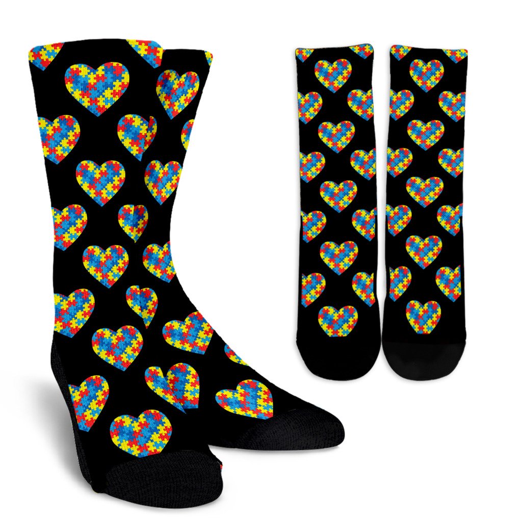 Autism Awareness Heart Design Print Crew Socks