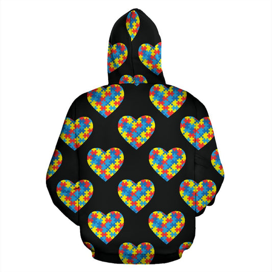 Autism Awareness Heart Design Print Pullover Hoodie