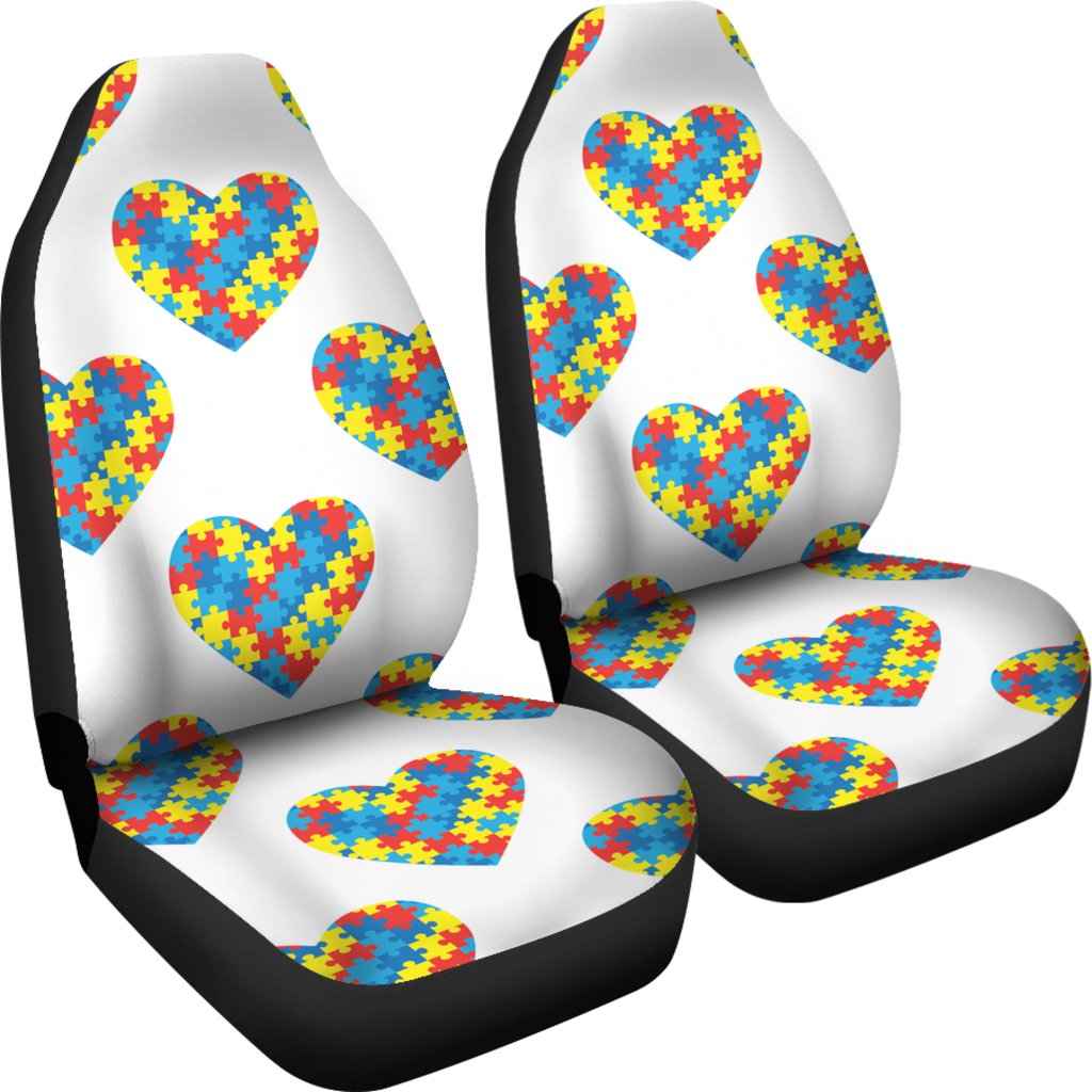 Autism Awareness Heart Design Print Universal Fit Car Seat Covers