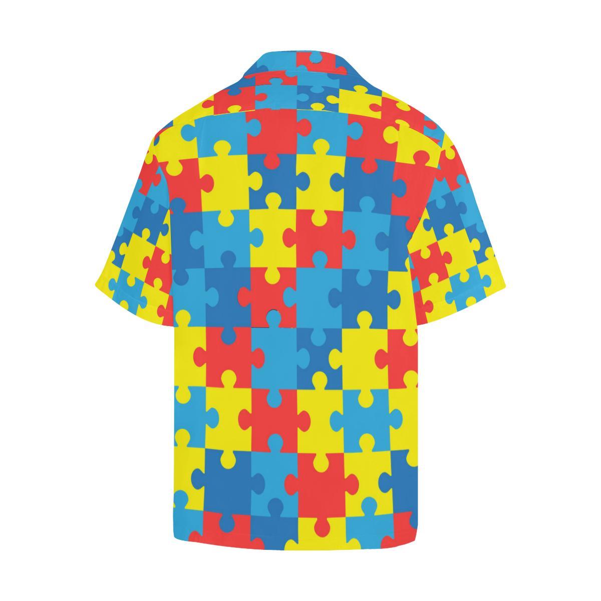Autism Awareness Puzzles Design Print Men Aloha Hawaiian Shirt