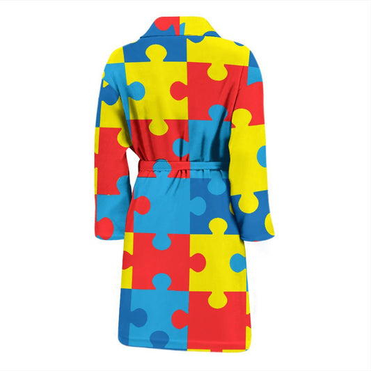 Autism Awareness Puzzles Design Print Men Bath Robe-JTAMIGO.COM