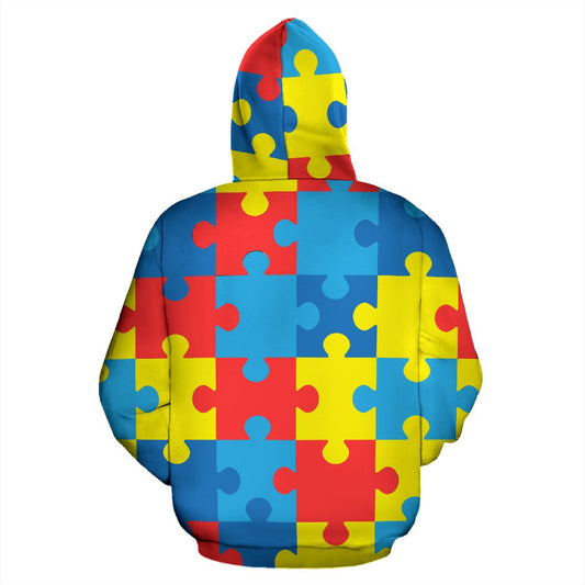 Autism Awareness Puzzles Design Print Pullover Hoodie