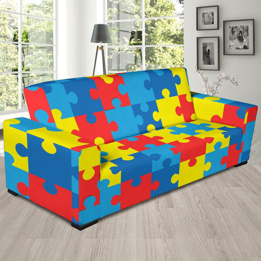 Autism Awareness Puzzles Design Print Sofa Slipcover-JTAMIGO.COM
