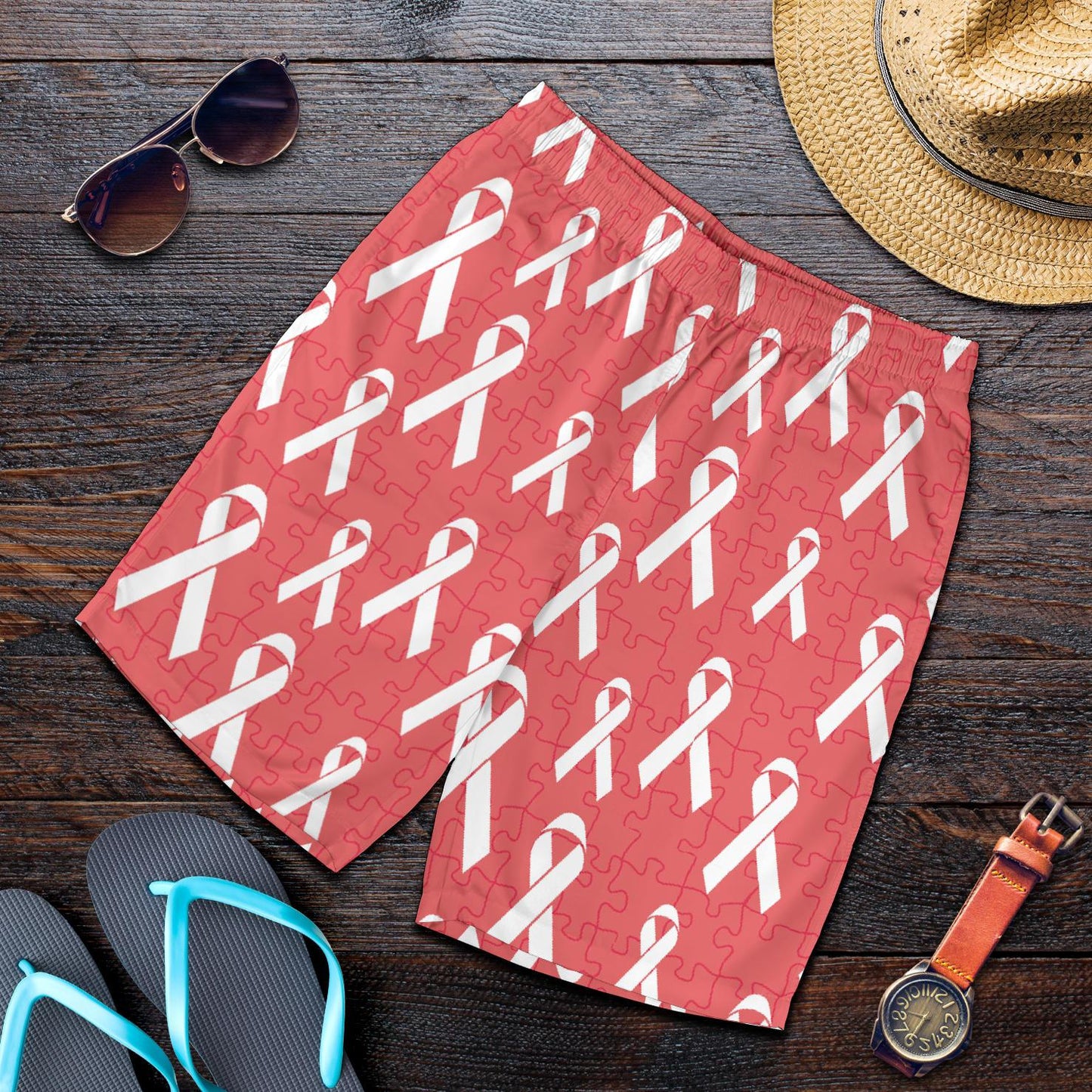 Autism Awareness Ribbon Design Print Mens Shorts-JTAMIGO.COM