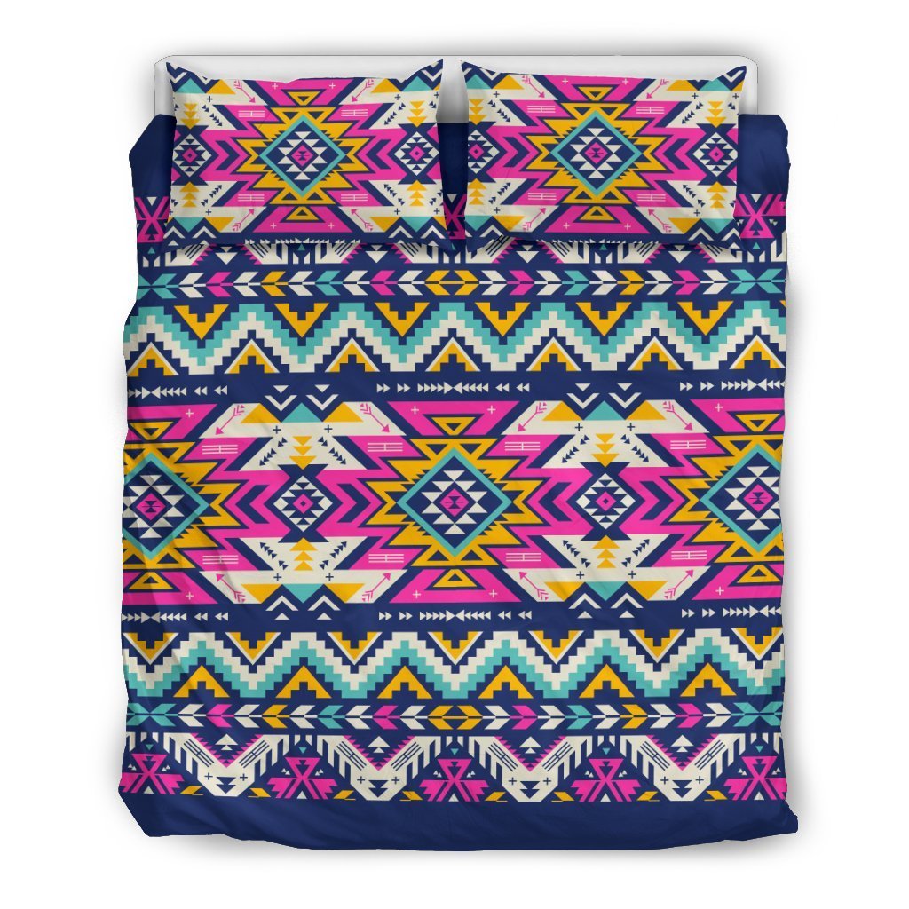 Aztec Pink Geometric Print Pattern Duvet Cover Bedding Set