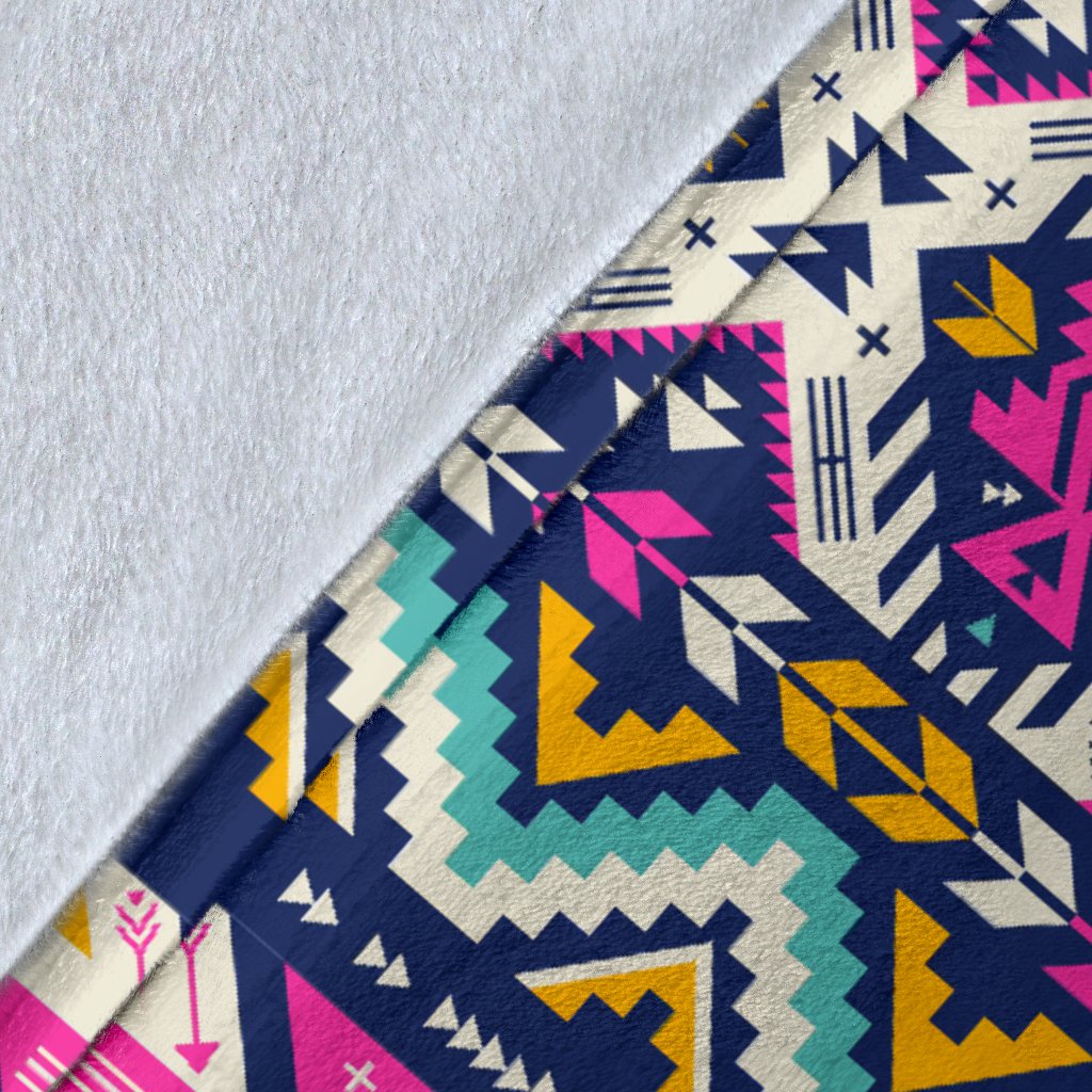 Aztec Pink Geometric Print Pattern Fleece Blanket