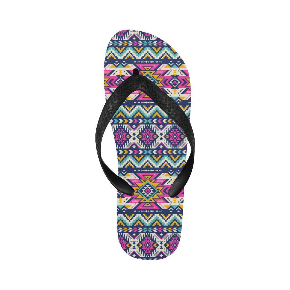 Aztec Pink Geometric Print Pattern Flip Flops-JTAMIGO.COM
