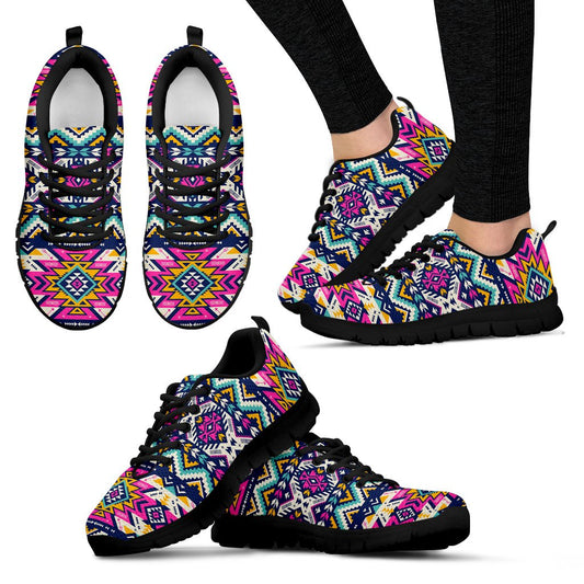 Aztec Pink Geometric Print Pattern Women Sneakers Shoes
