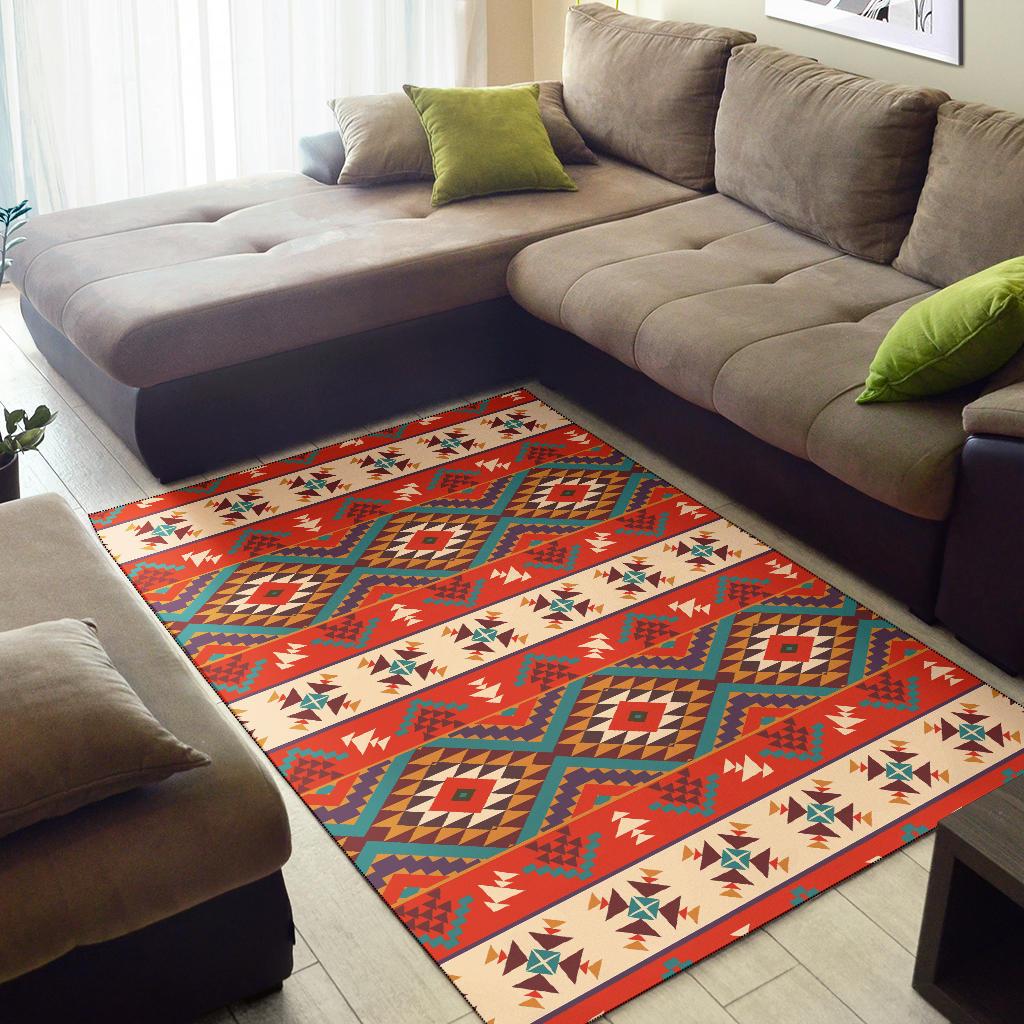 Aztec Red Print Pattern Area Rugs-JTAMIGO.COM