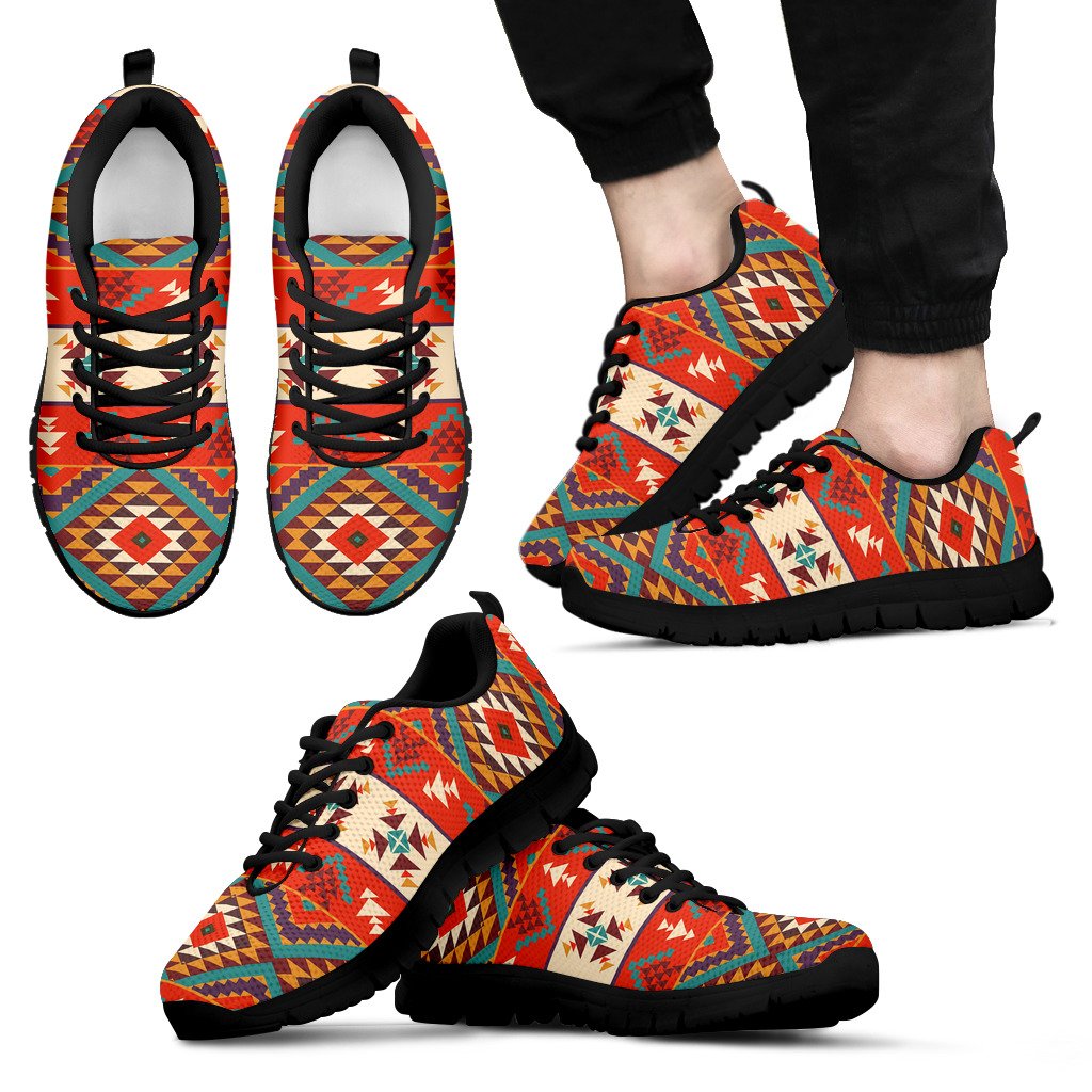 Aztec Red Print Pattern Men Sneakers Shoes