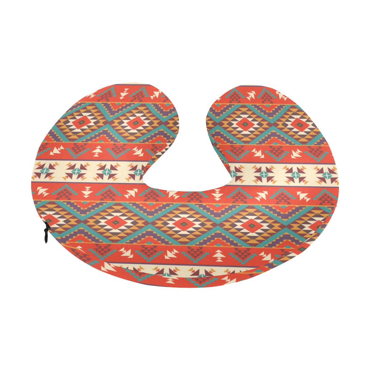 Aztec Red Print Pattern U-Shaped Travel Neck Pillow-JTAMIGO.COM