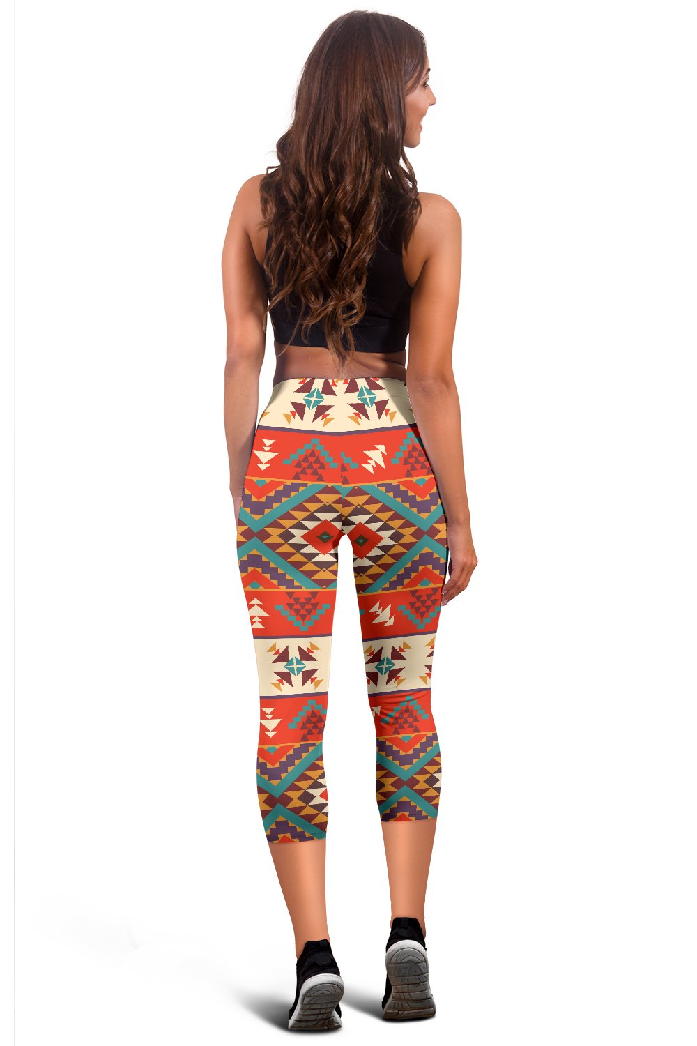 Aztec Red Print Pattern Women Capris