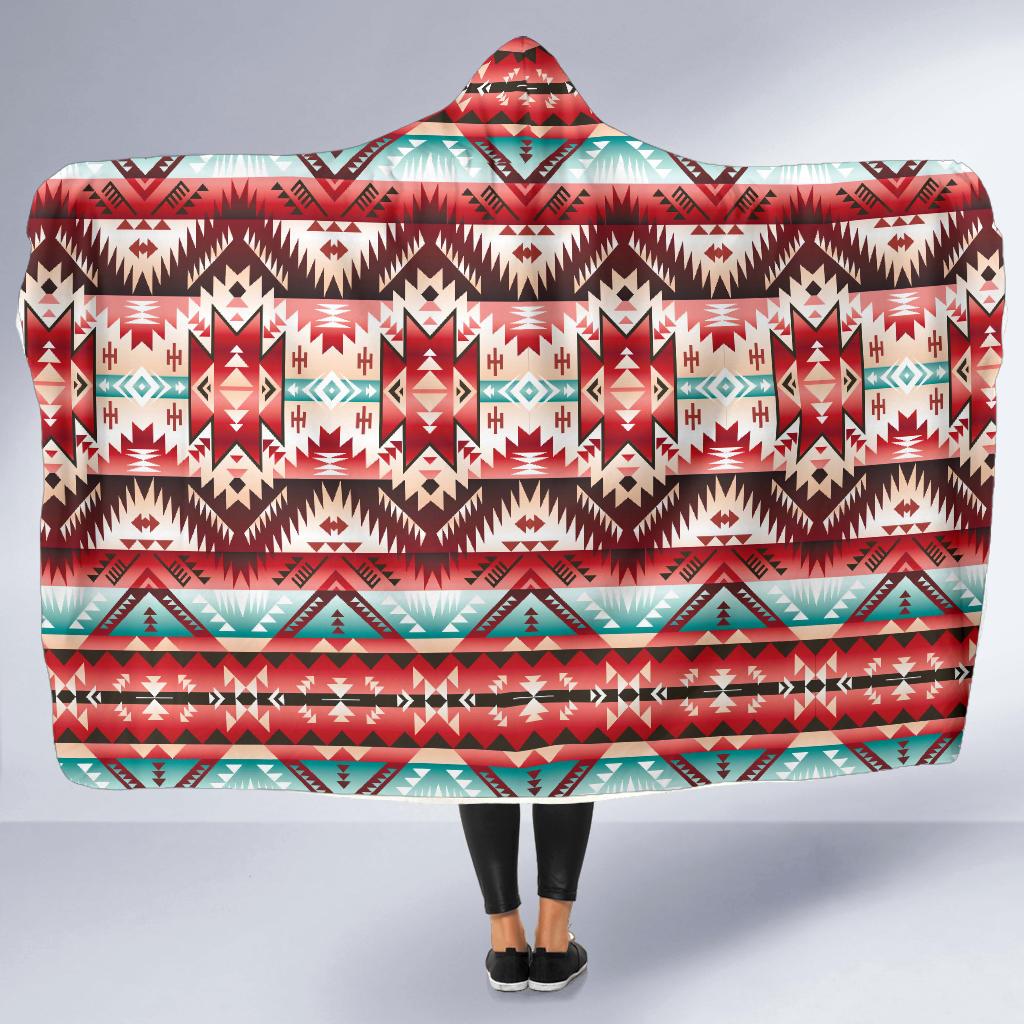 Aztec Western Style Print Pattern Hooded Blanket-JTAMIGO.COM