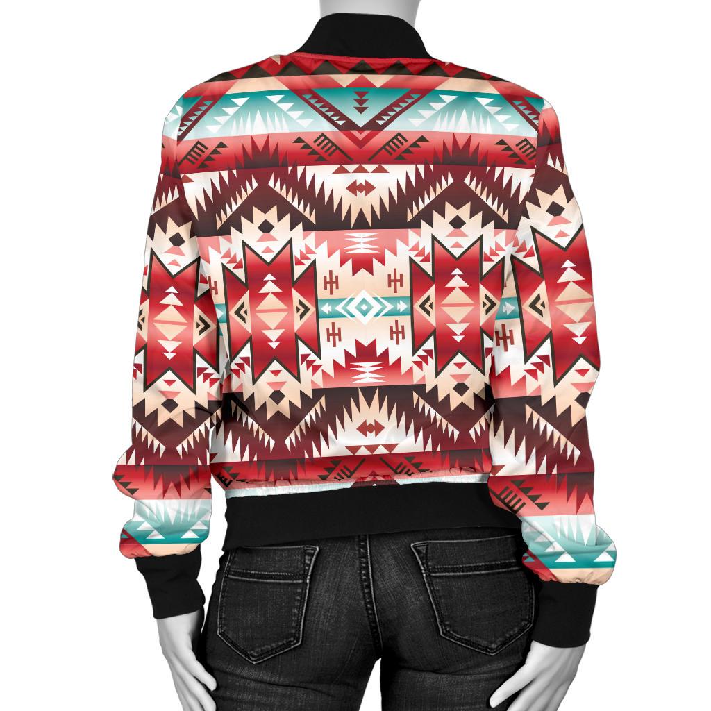 Aztec Western Style Print Pattern Women Casual Bomber Jacket