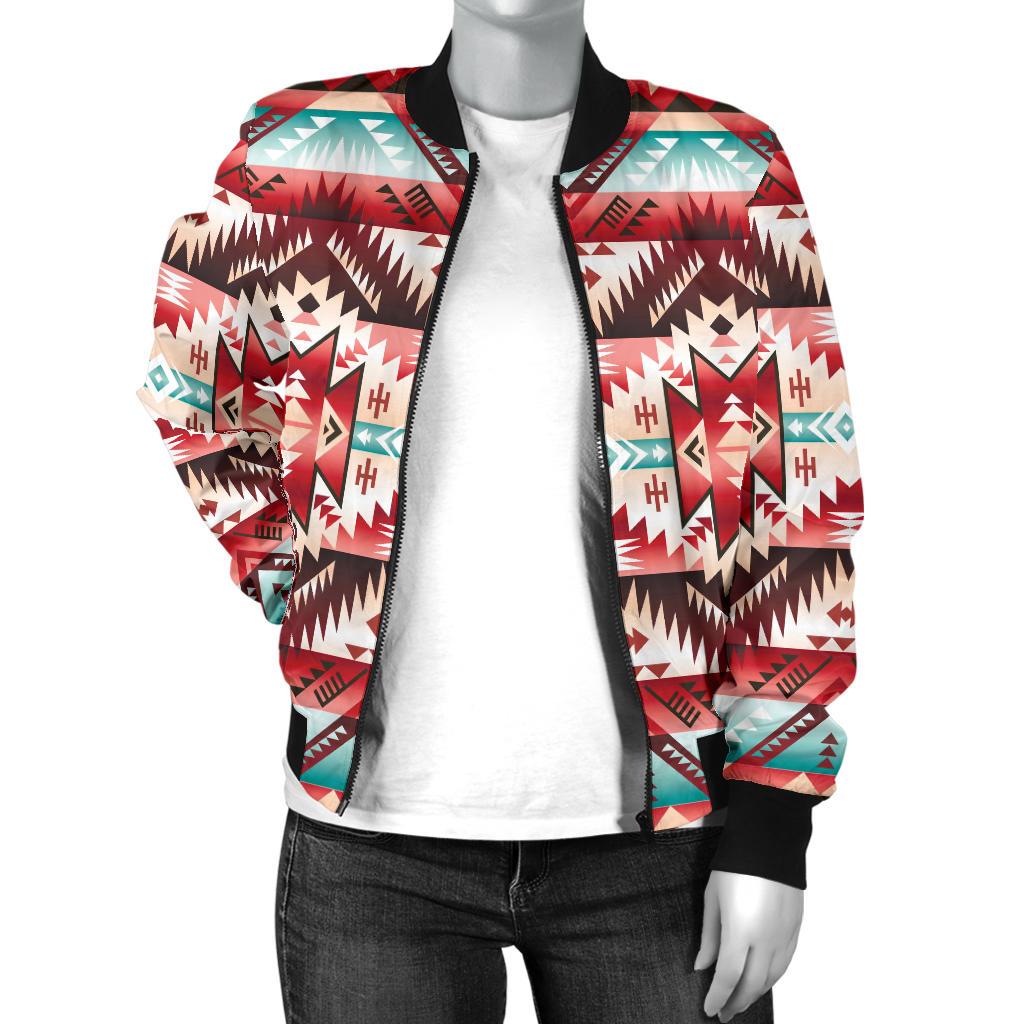 Aztec Western Style Print Pattern Women Casual Bomber Jacket