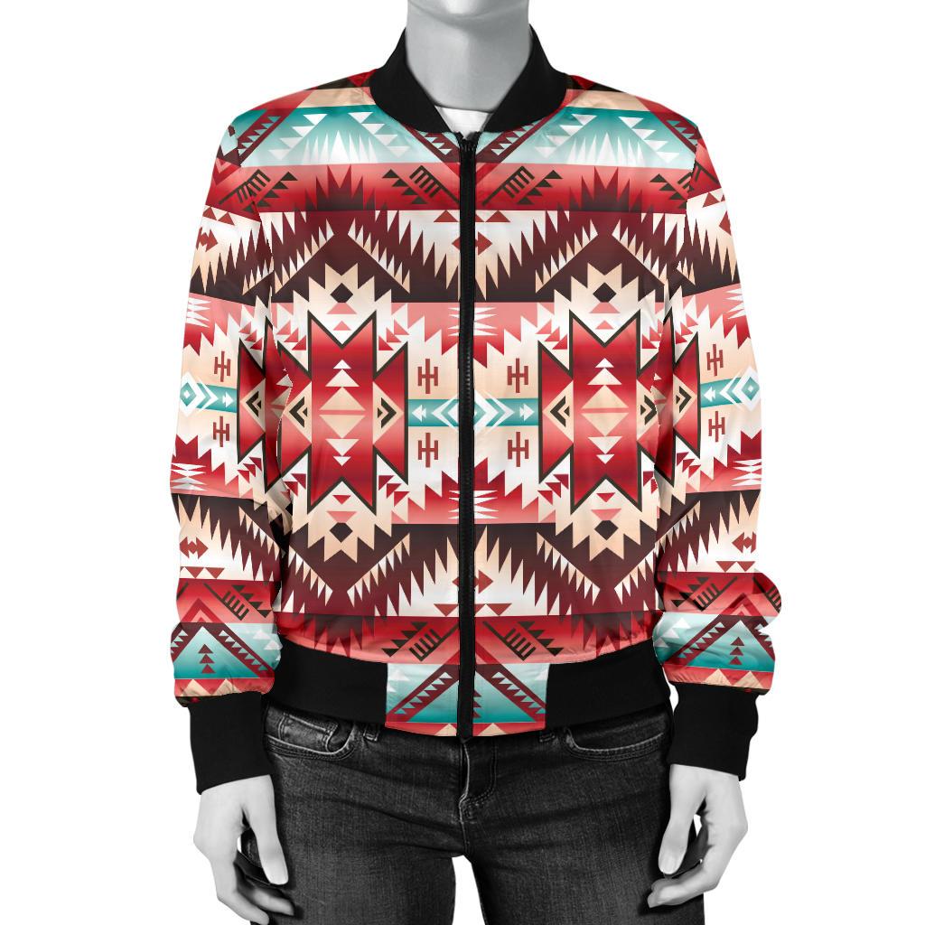 Aztec Western Style Print Pattern Women Casual Bomber Jacket