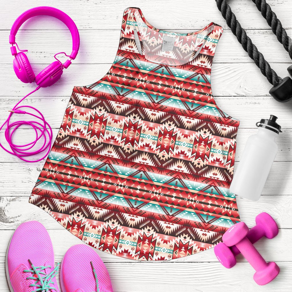 Aztec Western Style Print Pattern Women Racerback Tank Top
