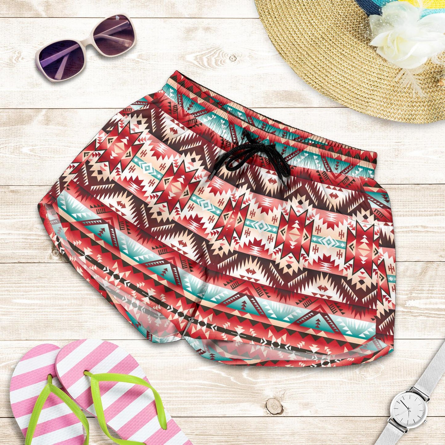 Aztec Western Style Print Pattern Women Shorts-JTAMIGO.COM