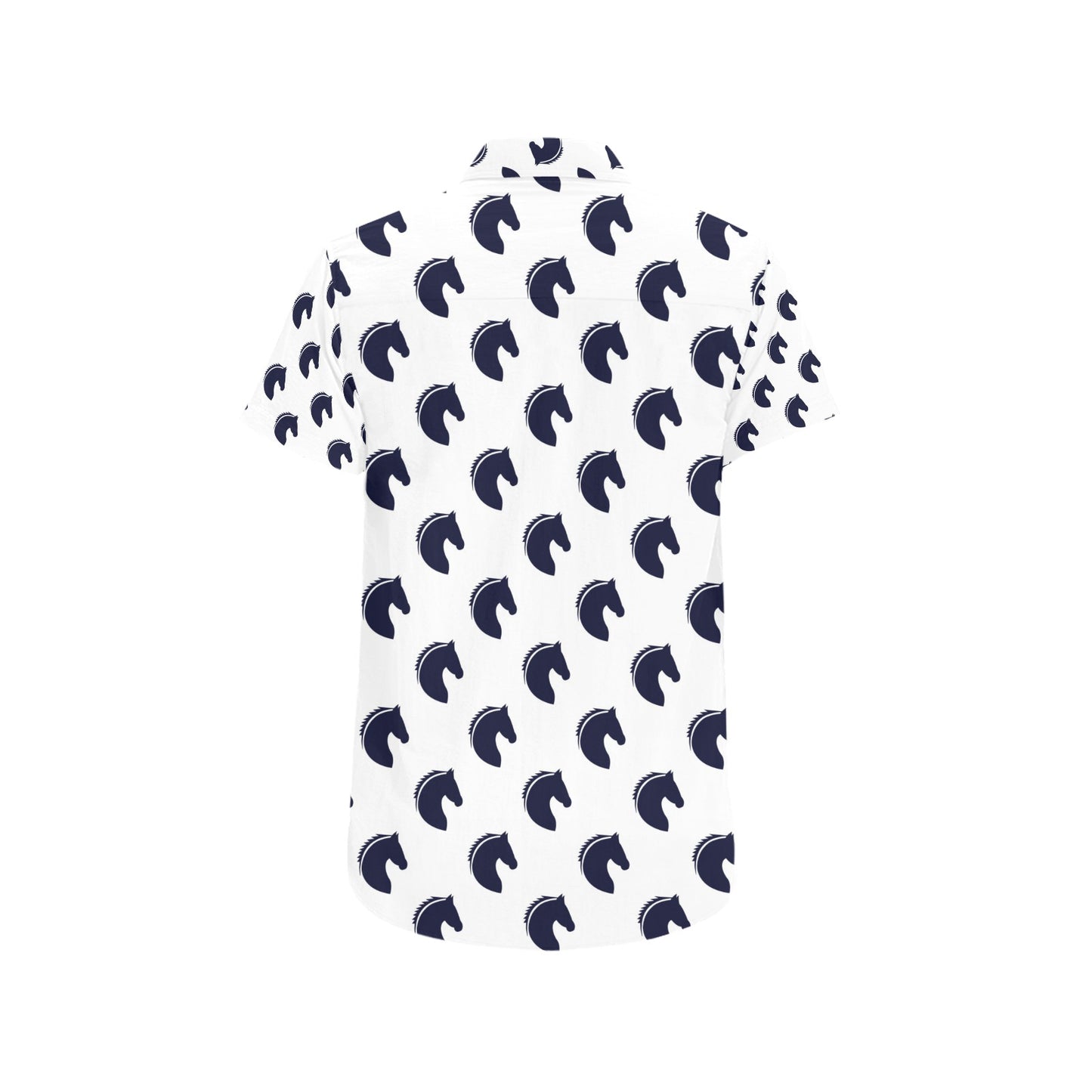 Horse Head Print Design LKS303 Men Short Sleeve Button Up Shirt