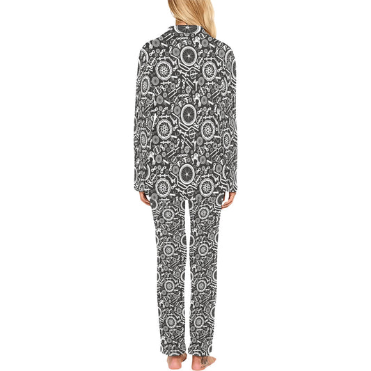 Bicycle Tools Pattern Print Design 02 Women's Long Pajama Set